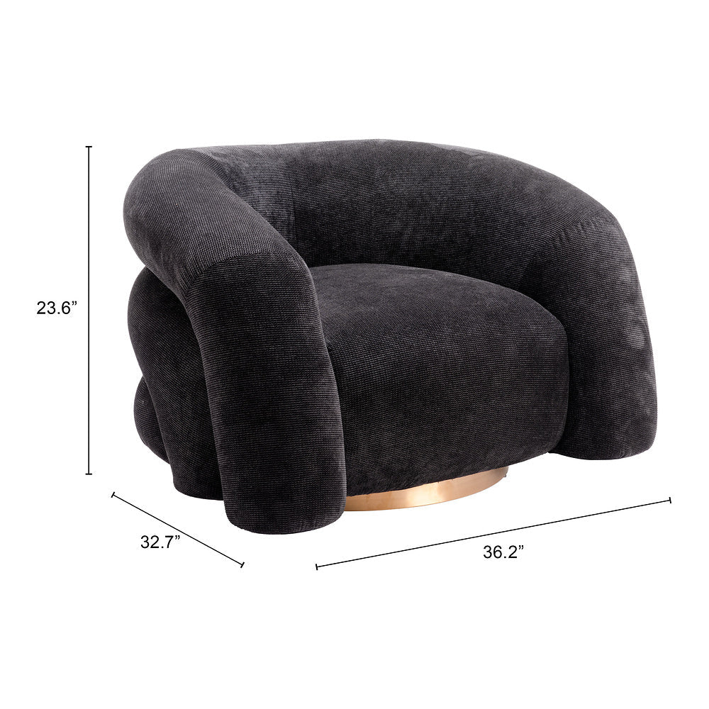Sillón Ocasional para Lobby de Hotel - ZUO HAVN - Negro - Asiento y Respaldo Tapizados en Tejido Texturizado - 110006 - Zuo - NOGAL BEAT - Sillón Ocasional