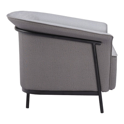Sillón Ocasional para Recepción - ZUO BURRY - Gris Pizarra - Asiento y Respaldo Tapizados en Lino Sintético - 110116 - Zuo - NOGAL BEAT - Sillón Ocasional