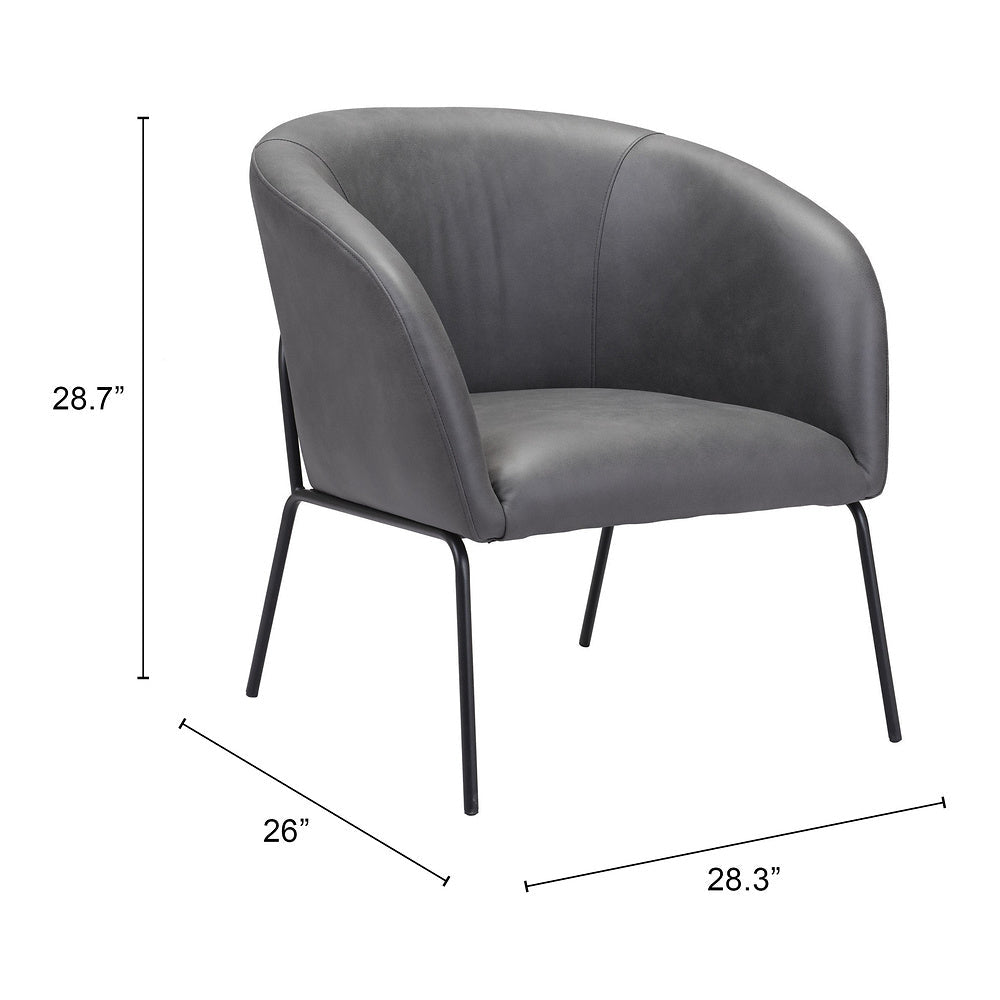 Sillón Ocasional para Recepción - ZUO QUINTEN - Varios Colores - Asiento y Respaldo Tapizados en Piel Sintética - 109056 - Zuo - NOGAL BEAT - Sillón Ocasional