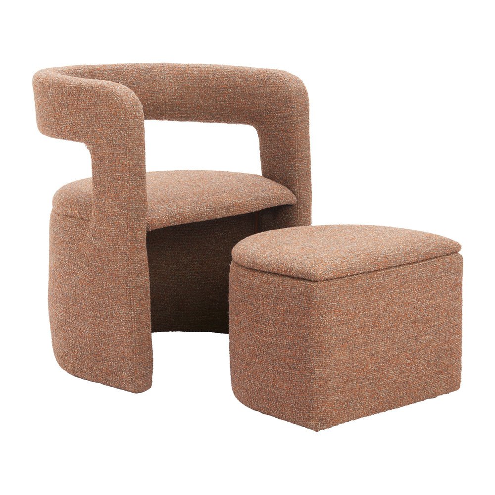 Sillón Ocasional para Sala de Espera - ZUO ATRIA - Café Tostado - Asiento y Respaldo Tapizados en Tela Tipo Borrego - 110848 - Zuo - NOGAL BEAT - Sillón Ocasional