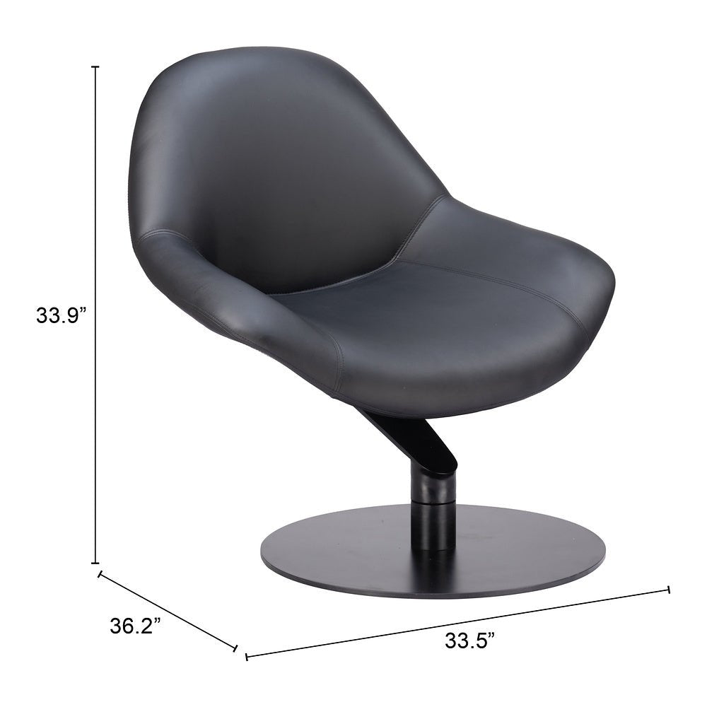 Sillón Ocasional para Sala de Espera - ZUO POOLE - Negro - Asiento y Respaldo Tapizados en Piel Sintética - 110111 - Zuo - NOGAL BEAT - Sillón Ocasional