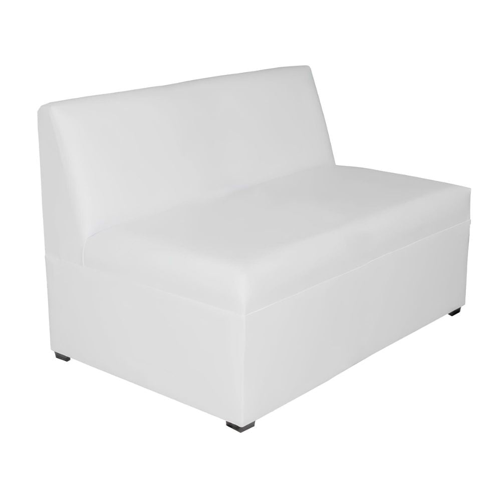 Sillón Albar Lounge blanco tapizado con patas de polietileno para área de espera