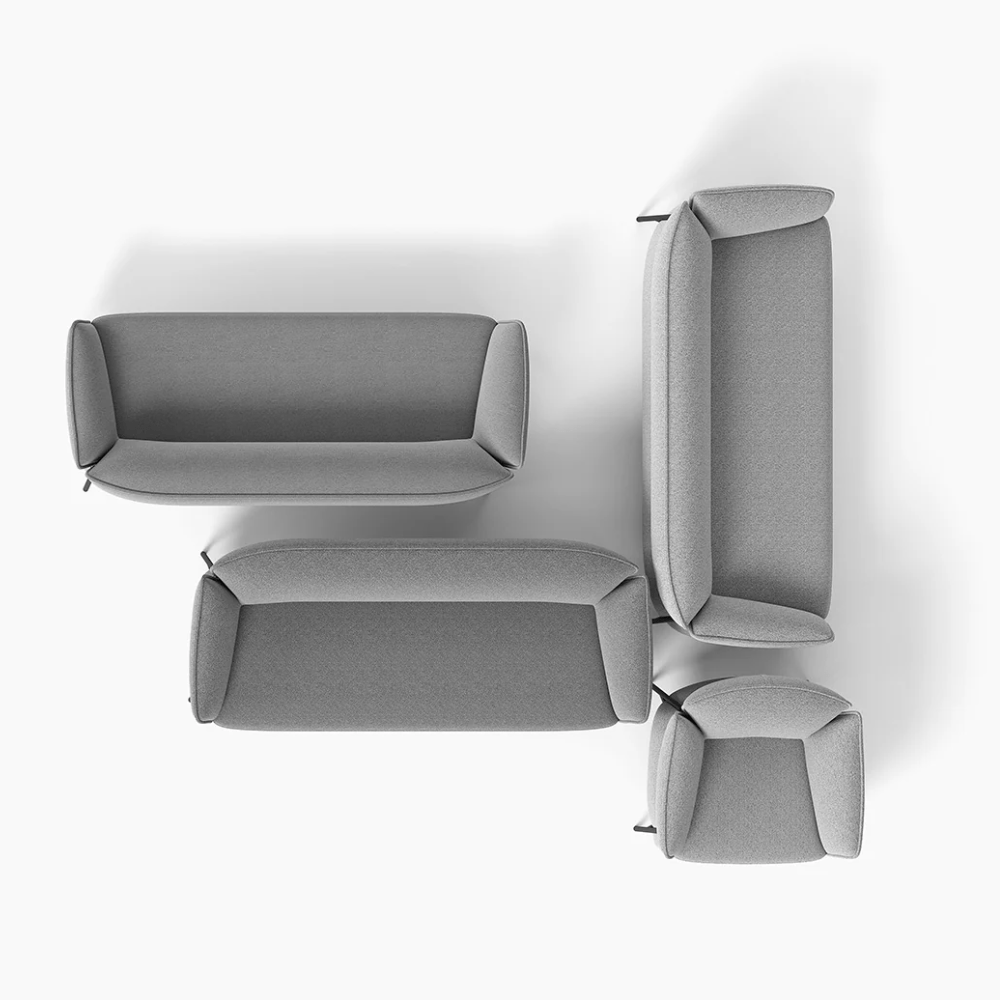 Sillón Offiho Black Isabela tapizado con brazos y respaldo acojinado sobre patas de acero negro