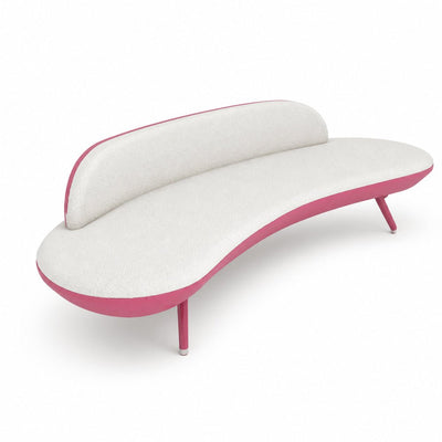 Sofá 3 Plazas Curvo - VERSA OFFSET SOFA PANNA - Tapizado en Sintético Lux o Tela Infinity - VO-613EF - VERSA - NOGAL BEAT - Sillón Ocasional