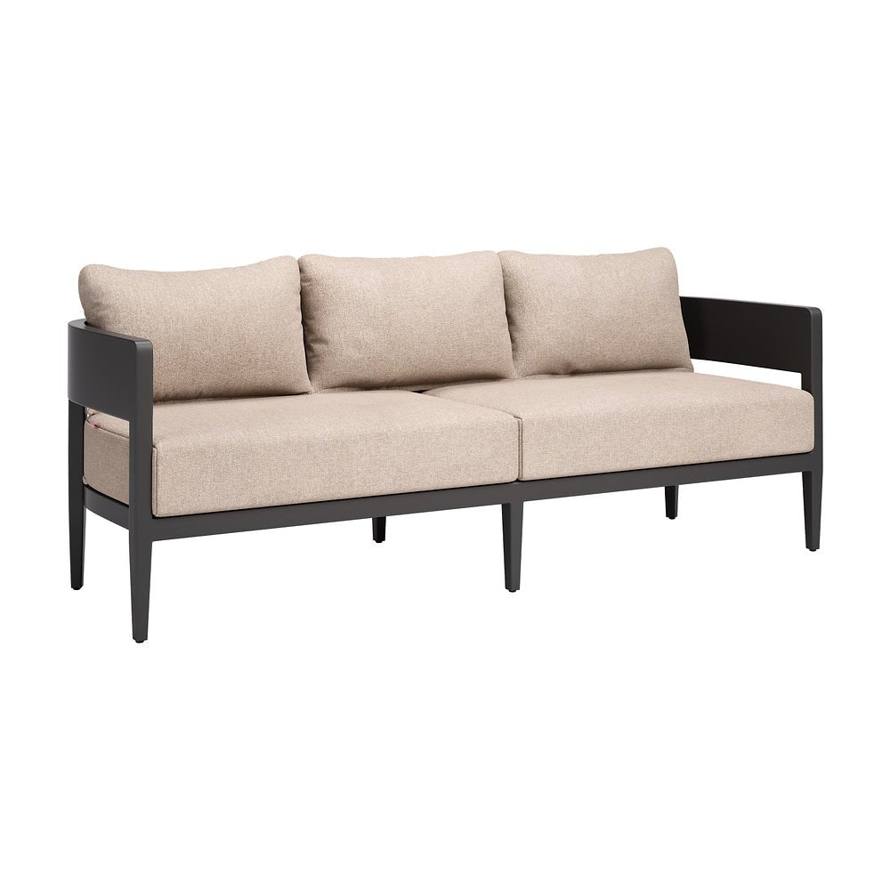 Sofá de Terraza para Club de Playa 3 Plazas - ZUO FORET - Negro - Asiento y Respaldo Tapizados con Tela para Exterior - 704255 - Zuo - NOGAL BEAT - Sofá de Terraza