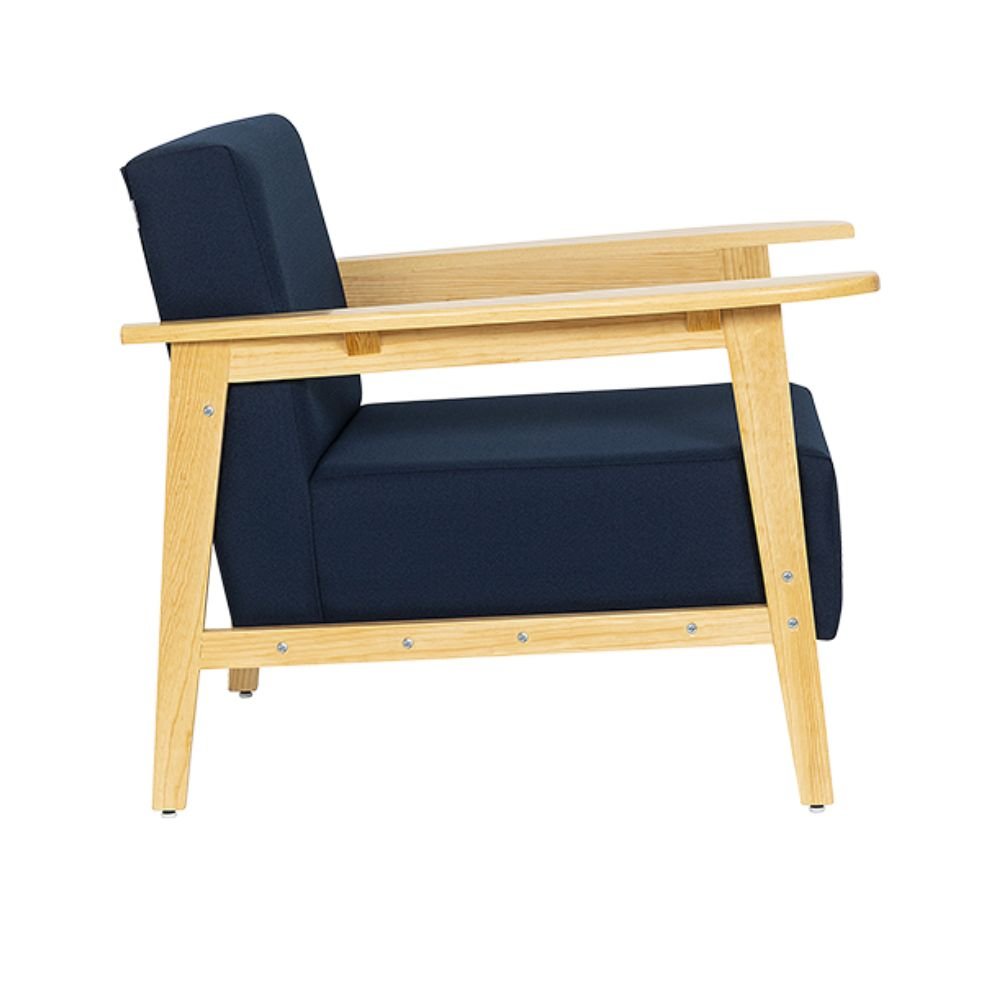 Sillón para recepción 1 plaza ALBAR MARRUECOS tapizado en tela, con brazos de madera.