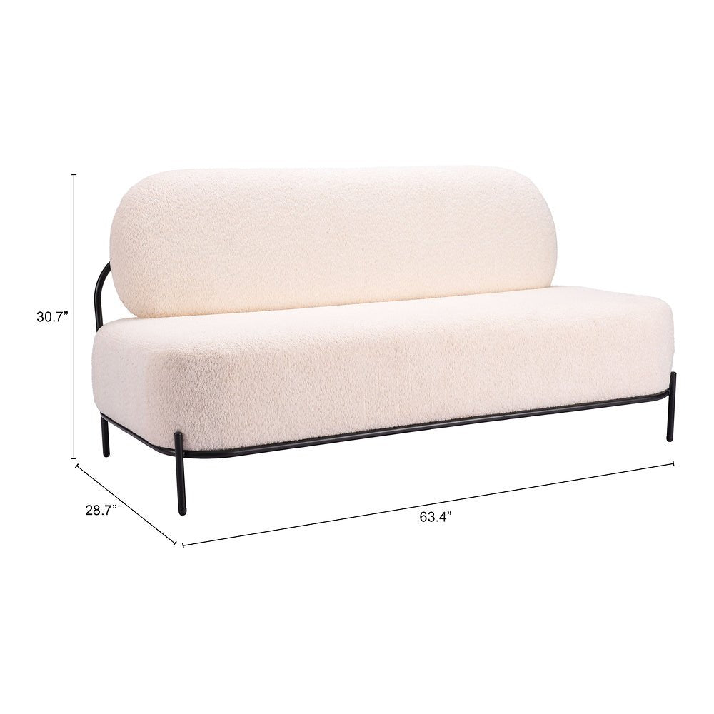 Sofá para Consultorio 2 Plazas - ZUO ARENDAL - Vainilla - Asiento y Respaldo Tapizados en Tejido Texturizado - 110024 - Zuo - NOGAL BEAT - Sillón Ocasional