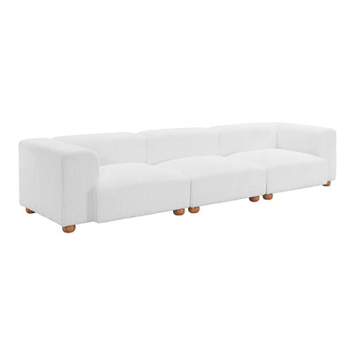 Sofá para Consultorio 3 Plazas - ZUO TAYTE - Blanco - Asiento y Respaldo Tapizados en Pana - 110302 - Zuo - NOGAL BEAT - Sillón Ocasional