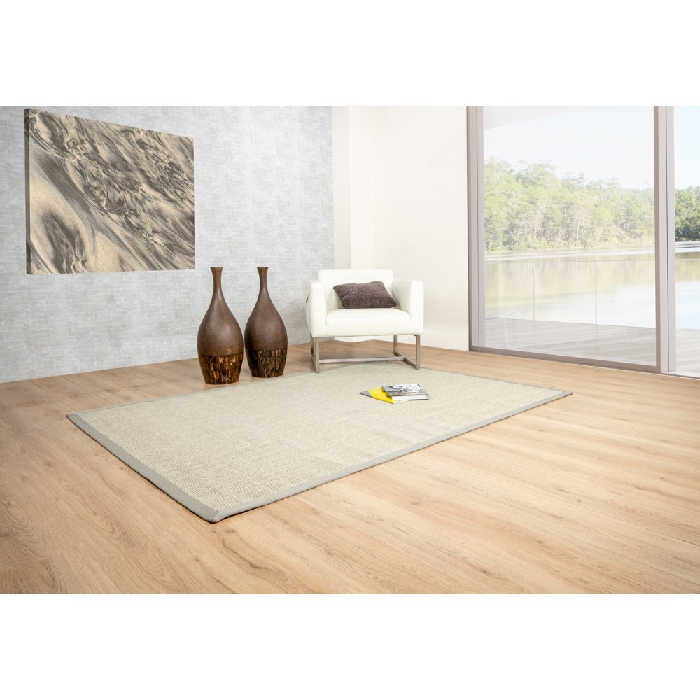 Tapete decorativo colección Ajmer N5003 rectangular de sisal pelo corto en gris claro