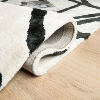 TAPETE LAVIN GAYA D2018 | Tapete Decorativo para Recepción Hotel Hogar Departamento Sala | MARFIL NEGRO | Varias Medidas | Rectangular | Interior | Hotel Residencia Recepción Alfombra Sala Dormitorio Comedor Cocina Baño Oficina Entrada Pasillo Casa