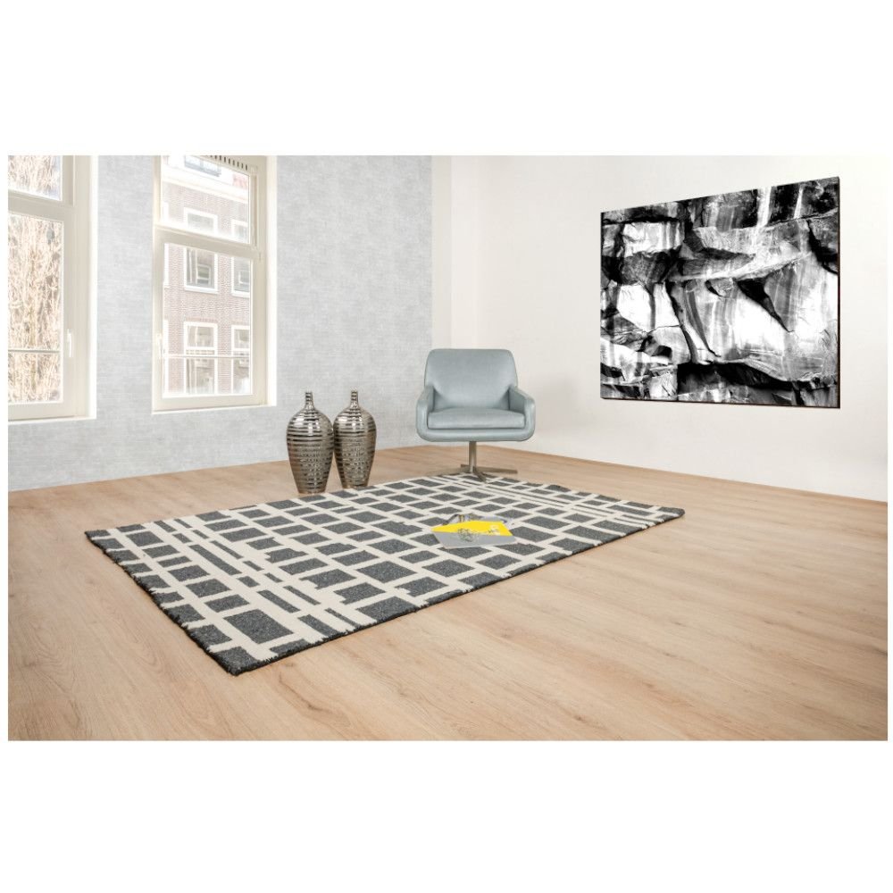 Tapete decorativo Myra D2019 rectangular de polietileno en tonos gris y beige