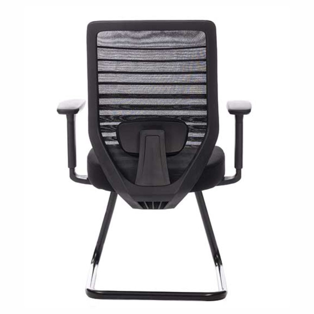 Silla de visita TECHNO DELTA con respaldo de soporte lumbar tapizado y base trineo cromada gris o negra