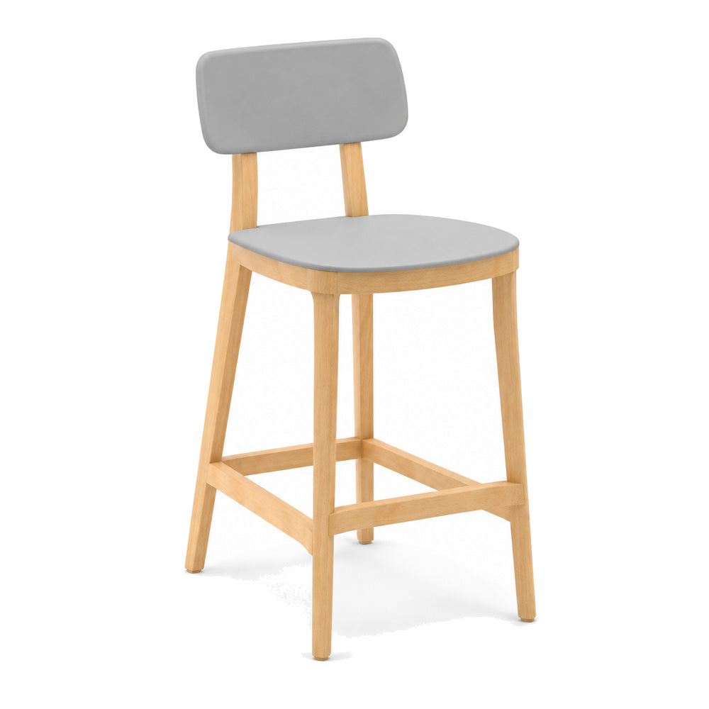 Banco Alto para Bar - INFINITI PORTA VENEZIA - Varios Colores - Asiento y Respaldo en Polipropileno Base de Madera