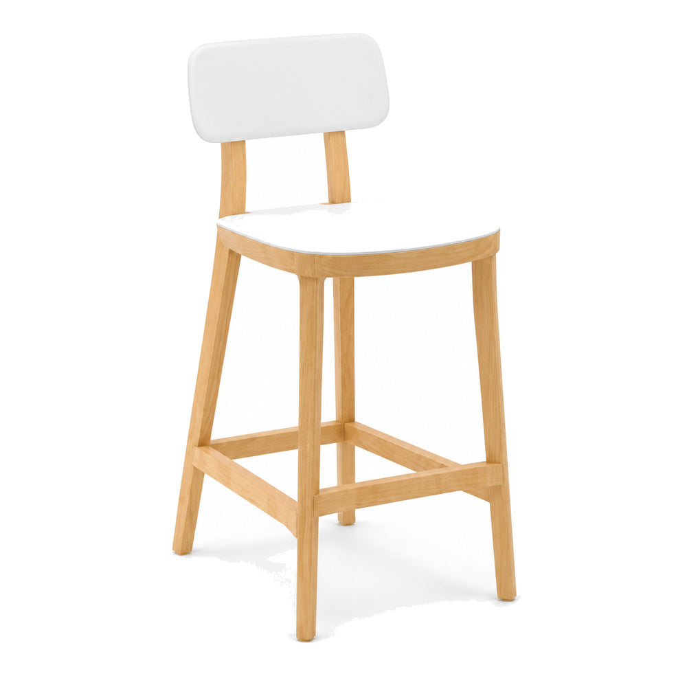 Banco Alto para Bar - INFINITI PORTA VENEZIA - Varios Colores - Asiento y Respaldo en Polipropileno Base de Madera