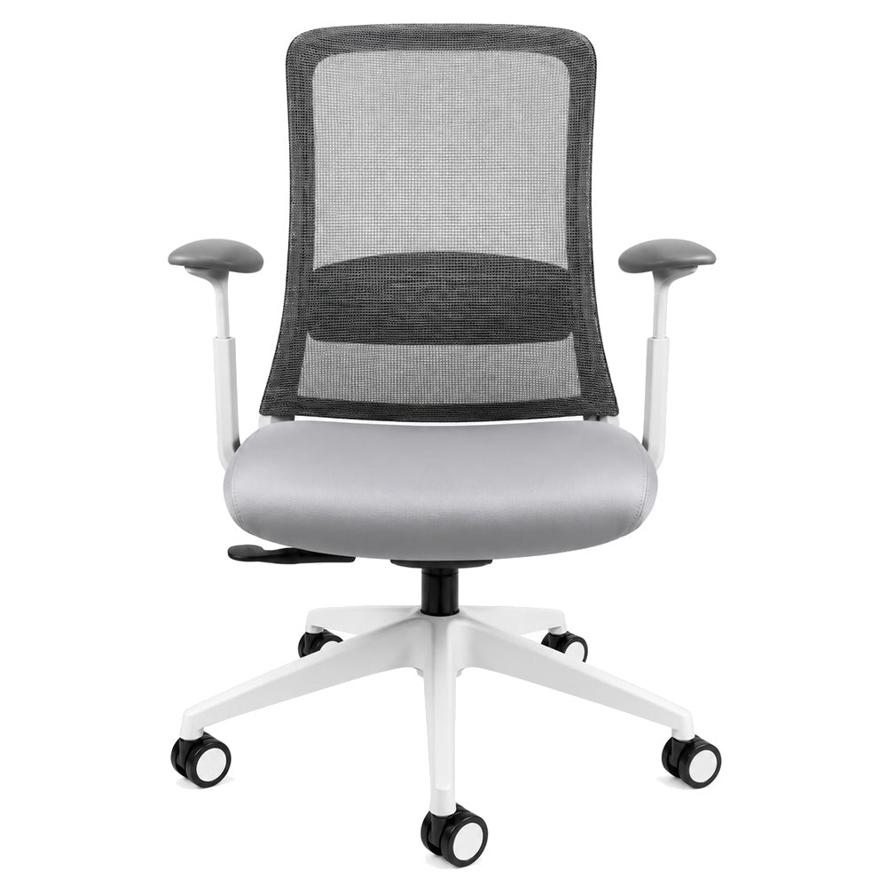 Silla de Oficina Ejecutiva Reclinable sin Cabecera - REQUIEZ CURVE RE-1570G/BC 101-1570G - Color Único - Base de Nylon con Cabecera en Tacto Piel Gris