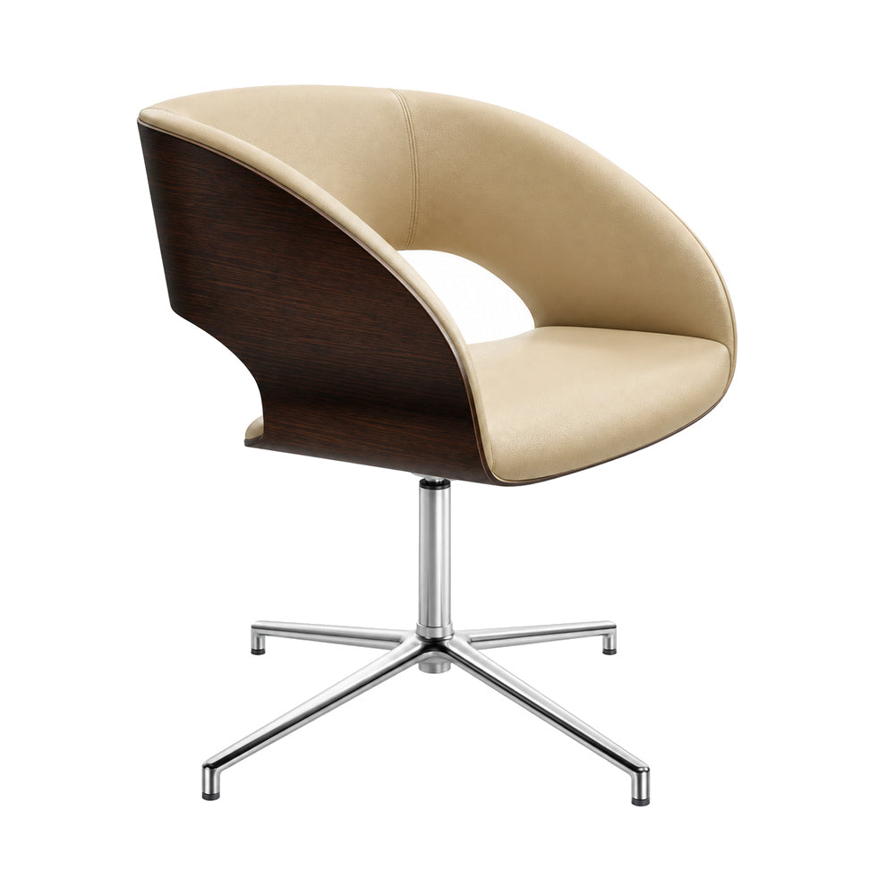 Silla Comercial Ergonómica para Restaurante y Sala de Juntas - INFINITI CHARLOTTE 112-24300 - Varios Colores - Doble Carcasa en Fresno Tapizable con Base de 4 Puntas en Aluminio Pulido