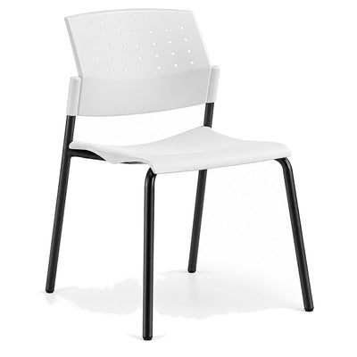 Silla de Oficina de Sala de Espera - LABENZE ARETA 106-00200 - Blanco - Estructura Tubular Negro sin Brazos