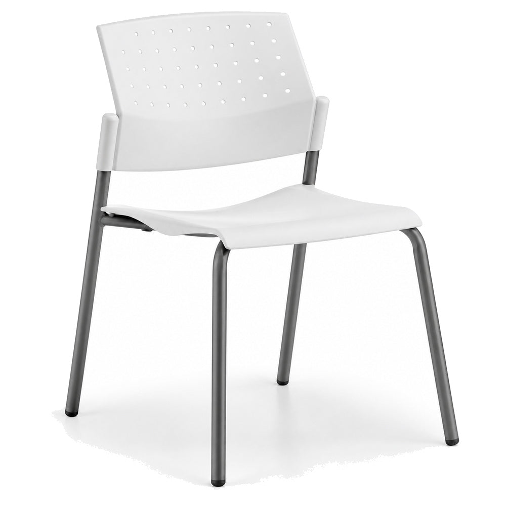 Silla de Oficina de Sala de Espera - LABENZE ARETA 106-00200 - Blanco - Estructura Tubular Negro sin Brazos