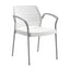 Silla Comercial con Brazos y Respaldo Flexible para Restaurante - INFINITI HALL con brazos 100-0510B - Blanco - Asiento Tapizado con Brazos y 4 Patas en Acero Gris o Cromo