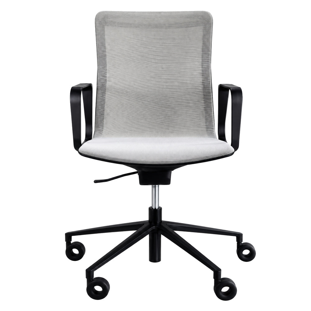 Silla de Oficina Ejecutiva Rail Respaldo Medio - REQUIEZ RAIL RE-3031GR 101-3031G - Color Único - Mesh Gris con Base de Aluminio en Pintura Electrostática