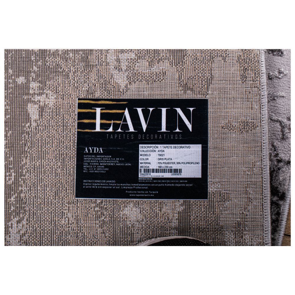 TAPETE LAVIN AYDA T9021 | Tapete Decorativo para Recepción Hotel Hogar Departamento Sala | GRIS PLATA | Varias Medidas | Rectangular | Interior | Hotel Habitación Airbnb Sala Recamara Estudio
