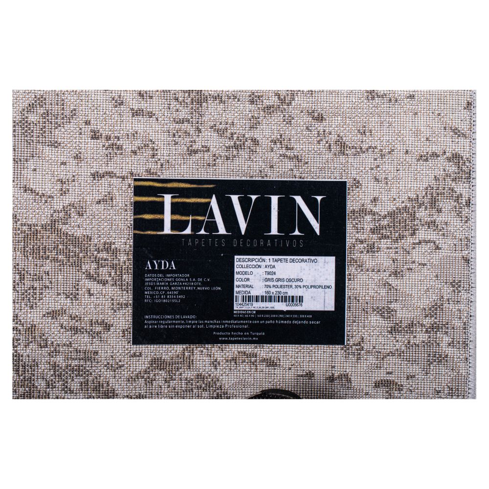 TAPETE LAVIN AYDA T9024 | Tapete Decorativo para Recepción Hotel Hogar Departamento Sala | GRIS OSCURO | Varias Medidas | Rectangular | Interior | Hotel Habitación Airbnb Sala Recamara Estudio