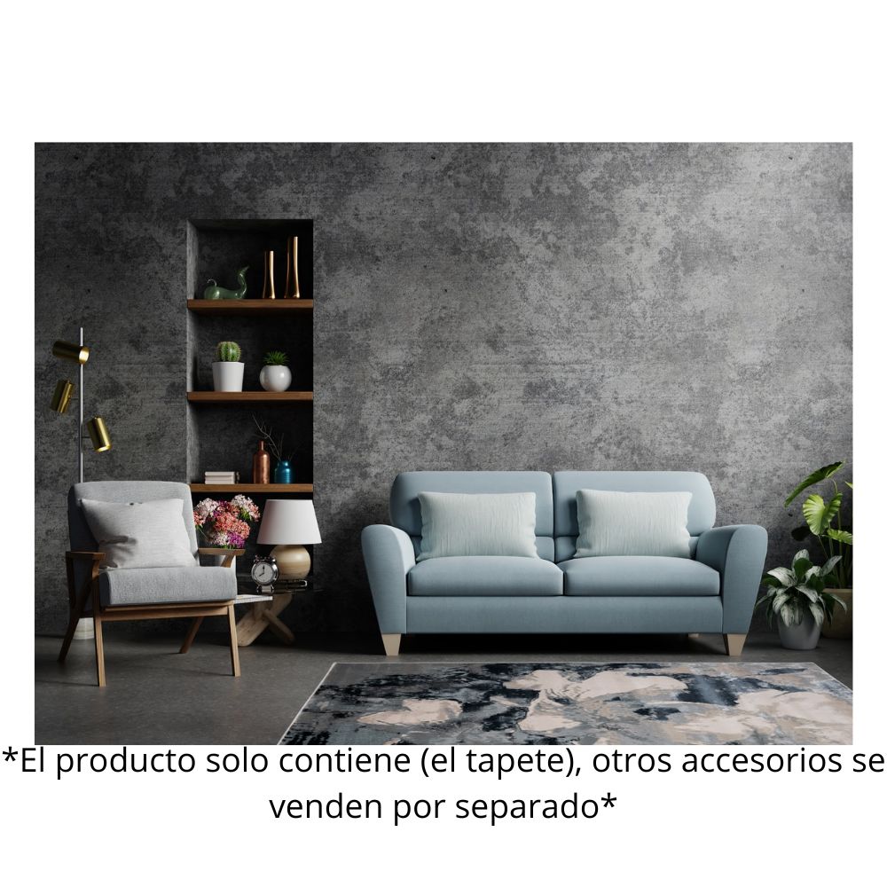 TAPETE LAVIN BELMA U6023 | Tapete Decorativo para Recepción Hotel Hogar Departamento Sala | PLANTA NEGRO | Varias Medidas | Rectangular | Interior | Hotel Habitación Airbnb Sala Recamara Estudio