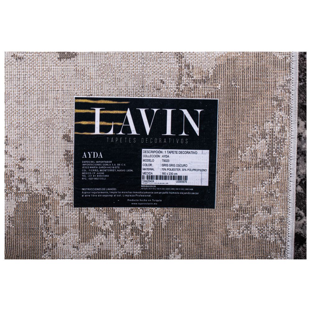 TAPETE LAVIN AYDA T9023 | Tapete Decorativo para Recepción Hotel Hogar Departamento Sala | GRIS OSCURO | Varias Medidas | Rectangular | Interior | Hotel Habitación Airbnb Sala Recamara Estudio