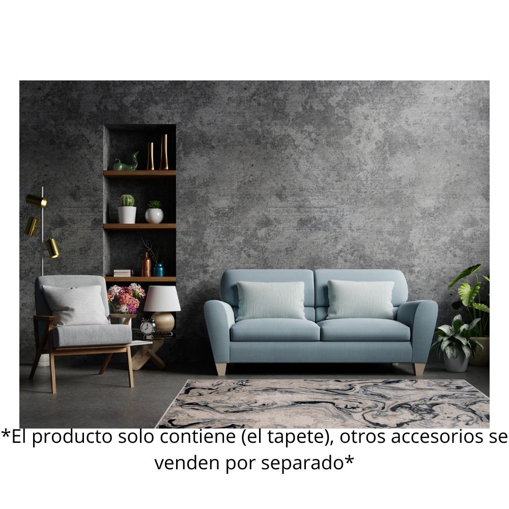 TAPETE LAVIN BELMA U6022 | Tapete Decorativo para Recepción Hotel Hogar Departamento Sala | PLATA NEGRO | Varias Medidas | Rectangular | Interior | Hotel Habitación Airbnb Sala Recamara Estudio