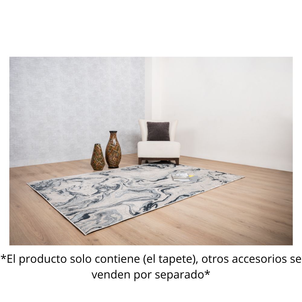 TAPETE LAVIN BELMA U6022 | Tapete Decorativo para Recepción Hotel Hogar Departamento Sala | PLATA NEGRO | Varias Medidas | Rectangular | Interior | Hotel Habitación Airbnb Sala Recamara Estudio
