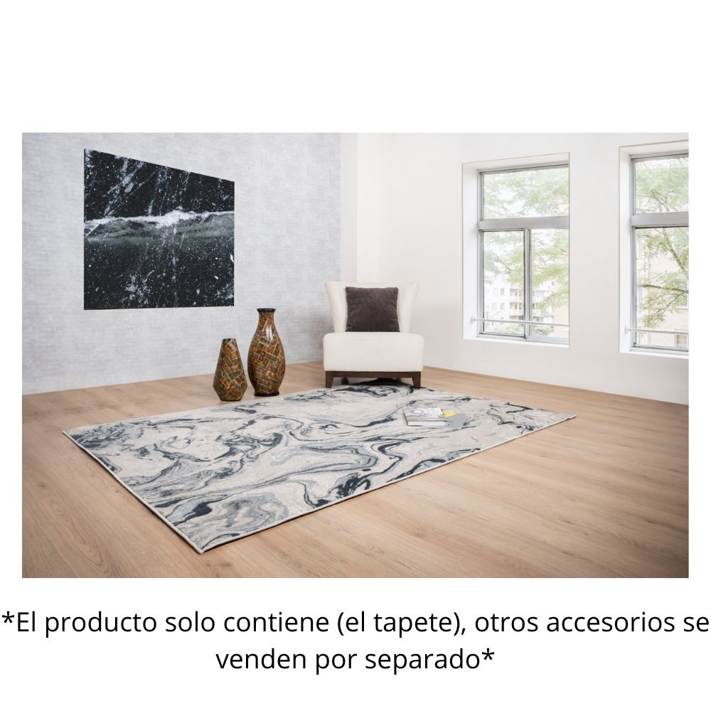 TAPETE LAVIN BELMA U6022 | Tapete Decorativo para Recepción Hotel Hogar Departamento Sala | PLATA NEGRO | Varias Medidas | Rectangular | Interior | Hotel Habitación Airbnb Sala Recamara Estudio