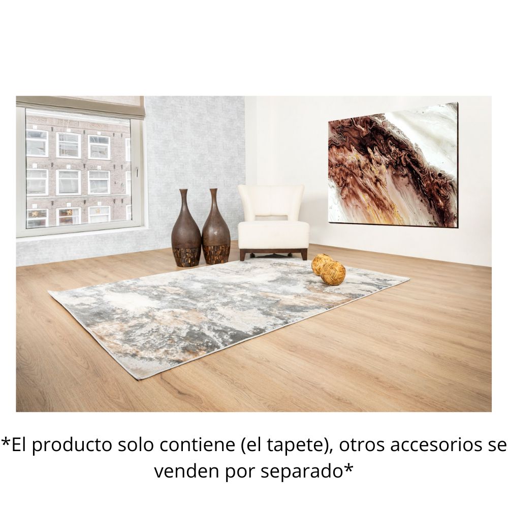 TAPETE LAVIN BESNI T4034 | Tapete Decorativo para Recepción Hotel Hogar Departamento Sala | GRIS ORO | Varias Medidas | Rectangular Circular | Interior | Hotel Habitación Airbnb Sala Recamara Estudio