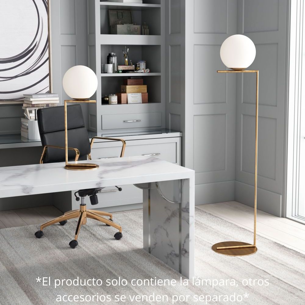 Lámpara de Mesa para Escritorio | Latón Oro Blanco | Acero Galvanizado Vidrio Esmerilado | Interior Cuarto Sala de Espera Habitacion Decorativa Hogar Interior Decorativos Lampara Iluminacion Lampara Piso Lampara Moderna Luz Cocina Sala de Estar LÁMPARA NOGAL BEAT BELAIR