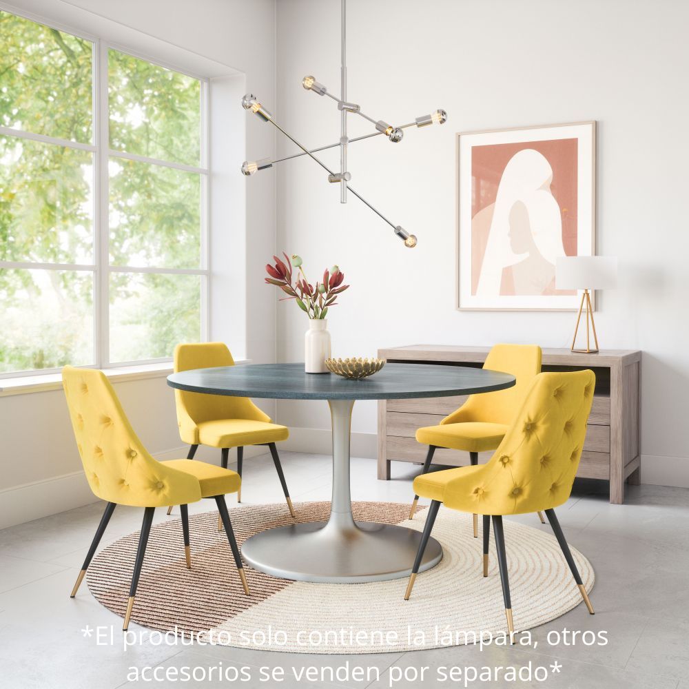 Lámpara de Techo para Comedor | Acero Cromado | Interior Cuarto Sala de Espera Habitacion Decorativa Hogar Interior Decorativos Lampara Iluminacion Lampara Piso Lampara Moderna Luz Cocina Sala de Estar LÁMPARA NOGAL BEAT BRIXTON