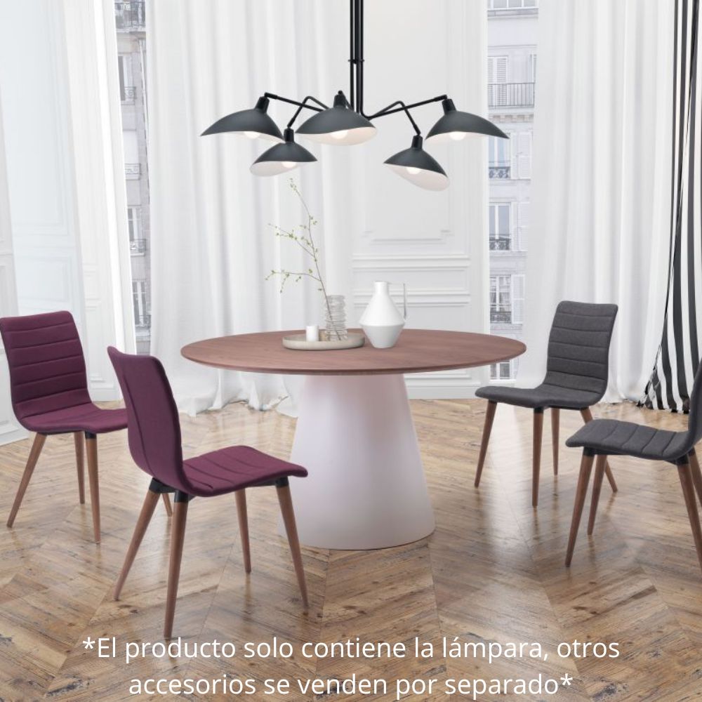 Lámpara de Techo para Comedor | Negro | Acero con Recubrimiento en Polvo | Interior Cuarto Sala de Espera Habitacion Decorativa Hogar Interior Decorativos Lampara Iluminacion Lampara Piso Lampara Moderna Luz Cocina Sala de Estar LÁMPARA NOGAL BEAT DESDEN