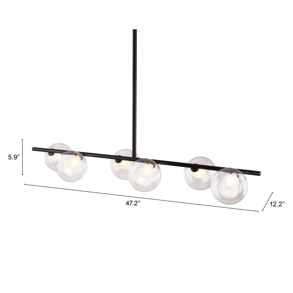 Lámpara de Techo para Comedor | Negro | Acero Vidrio Transparente | Interior Cuarto Sala de Espera Habitación Decorativa Hogar Interior Decorativos Lampara Iluminacion Lampara Piso Lampara Moderna Luz Cocina Sala de Estar Dormitorio  LÁMPARA NOGAL BEAT KEYOZ