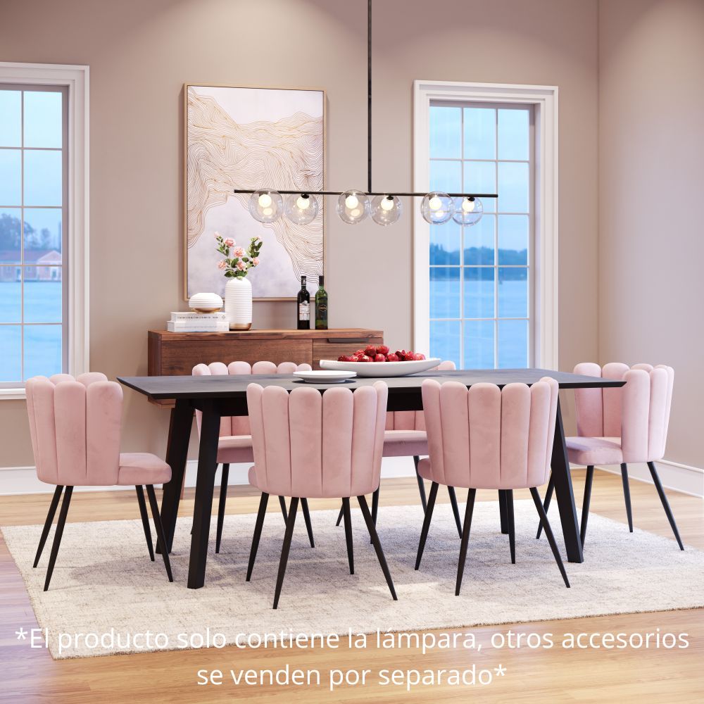 Lámpara de Techo para Comedor | Negro | Acero Vidrio Transparente | Interior Cuarto Sala de Espera Habitación Decorativa Hogar Interior Decorativos Lampara Iluminacion Lampara Piso Lampara Moderna Luz Cocina Sala de Estar Dormitorio  LÁMPARA NOGAL BEAT KEYOZ