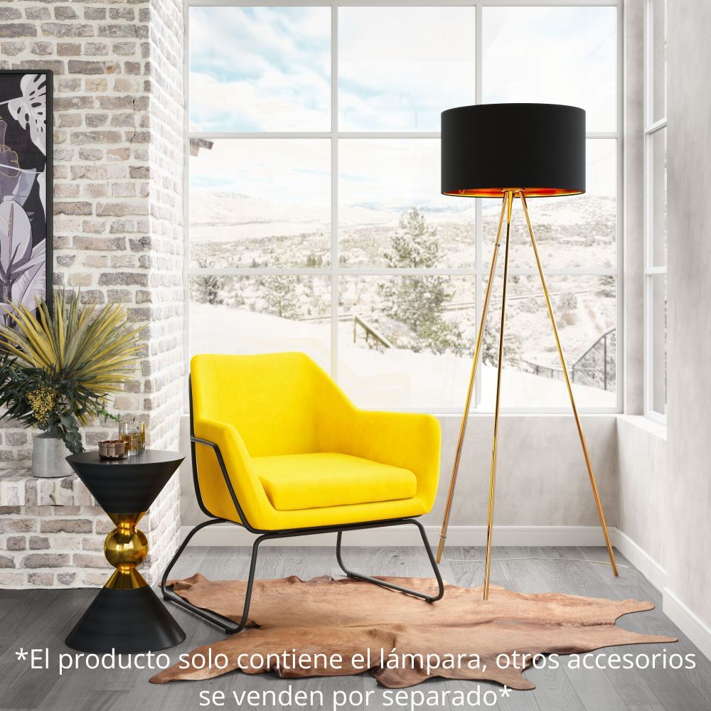 Lámpara de Pie para Sala de Estar | Oro | Acero Polialgodón Negro | Interior Cuarto Sala de Espera Habitación Decorativa Hogar Interior Decorativos Lampara Iluminacion Lampara Piso Lampara Moderna Luz Cocina Sala de Estar Dormitorio LÁMPARA NOGAL BEAT MARIEL