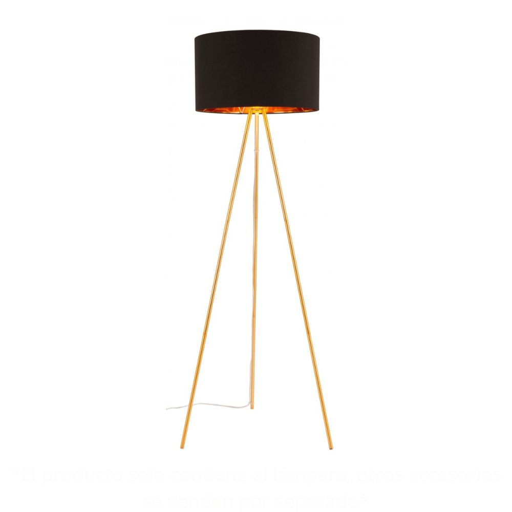 Lámpara de Pie para Sala de Estar | Oro | Acero Polialgodón Negro | Interior Cuarto Sala de Espera Habitación Decorativa Hogar Interior Decorativos Lampara Iluminacion Lampara Piso Lampara Moderna Luz Cocina Sala de Estar Dormitorio LÁMPARA NOGAL BEAT MARIEL