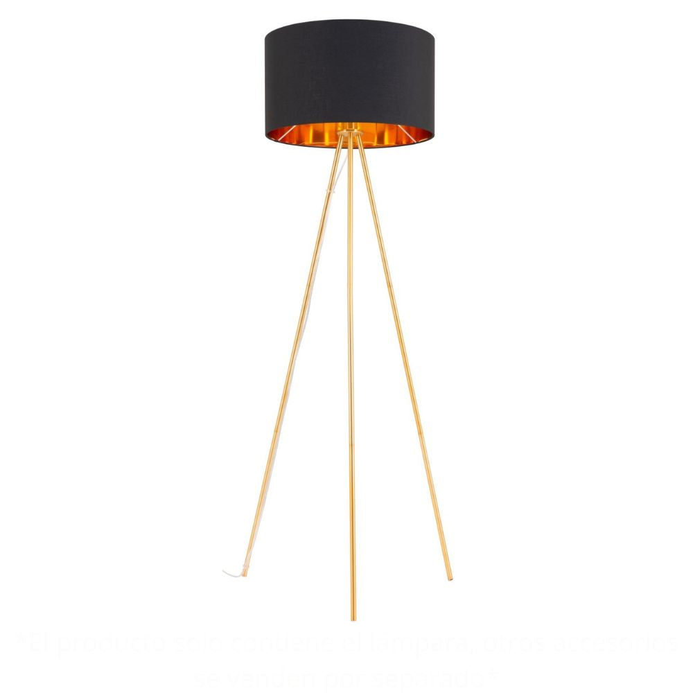 Lámpara de Pie para Sala de Estar | Oro | Acero Polialgodón Negro | Interior Cuarto Sala de Espera Habitación Decorativa Hogar Interior Decorativos Lampara Iluminacion Lampara Piso Lampara Moderna Luz Cocina Sala de Estar Dormitorio LÁMPARA NOGAL BEAT MARIEL