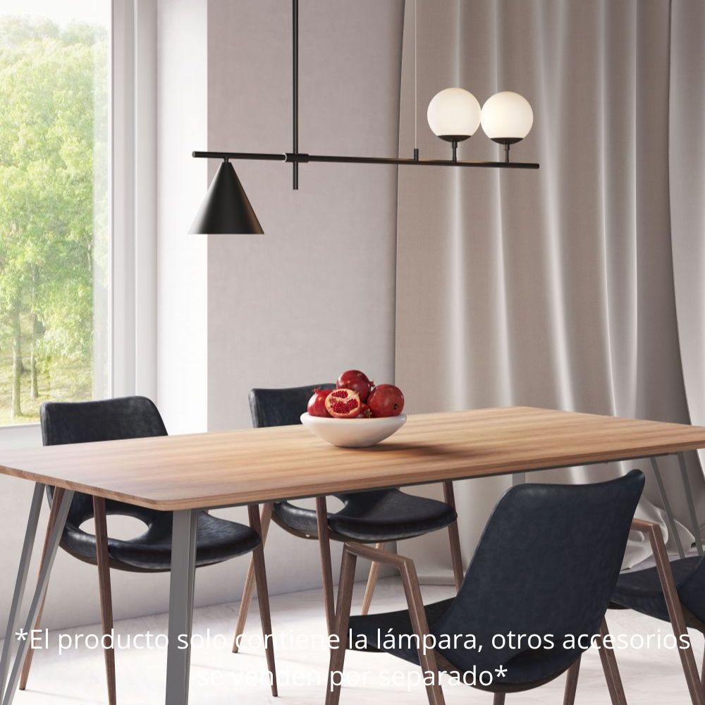 Lámpara de Techo para Comedor | Negro | Acero Vidrio Esmerilado | Interior Cuarto Sala de Espera Habitación Decorativa Hogar Interior Decorativos Lampara Iluminacion Lampara Piso Lampara Moderna Luz Cocina Sala de Estar Dormitorio LÁMPARA NOGAL BEAT RICHIZA