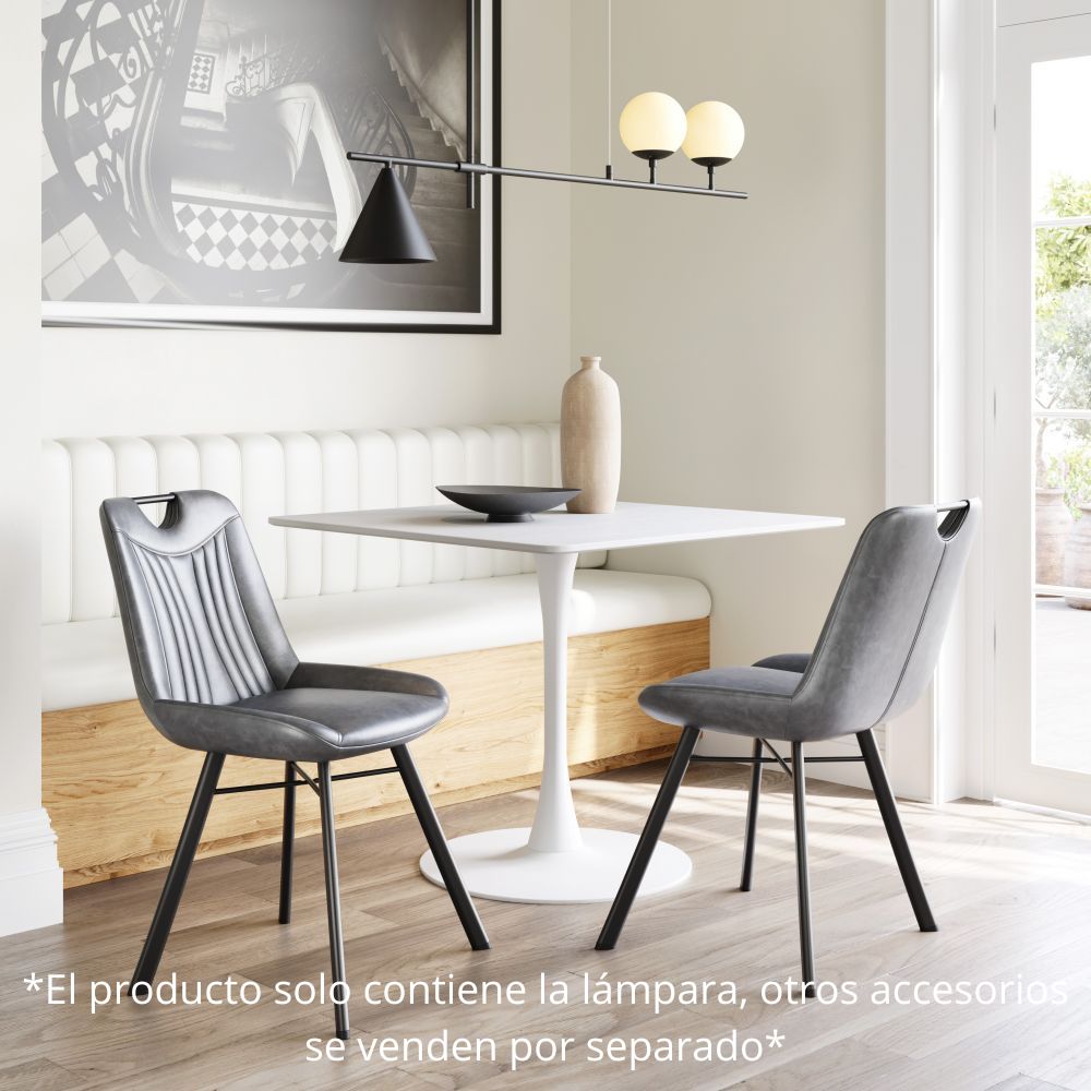 Lámpara de Techo para Comedor | Negro | Acero Vidrio Esmerilado | Interior Cuarto Sala de Espera Habitación Decorativa Hogar Interior Decorativos Lampara Iluminacion Lampara Piso Lampara Moderna Luz Cocina Sala de Estar Dormitorio LÁMPARA NOGAL BEAT RICHIZA