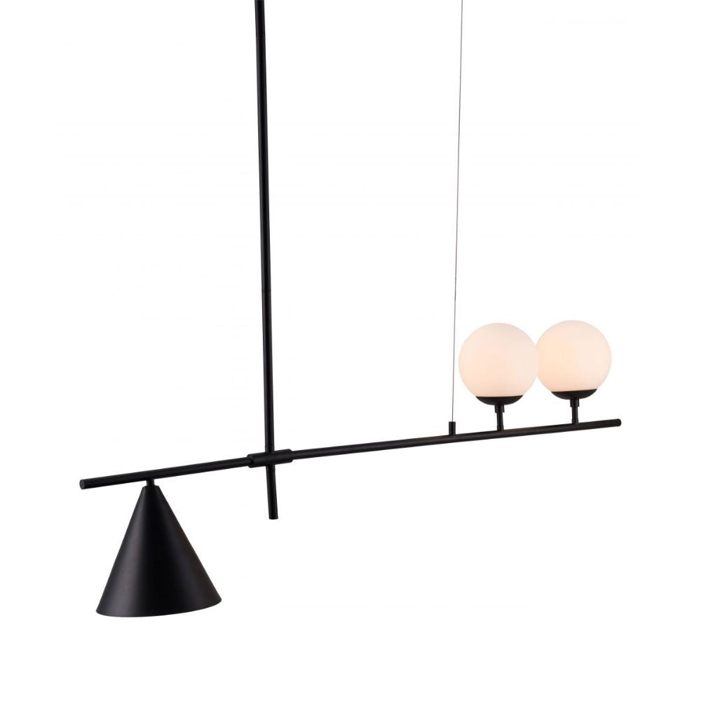 Lámpara de Techo para Comedor | Negro | Acero Vidrio Esmerilado | Interior Cuarto Sala de Espera Habitación Decorativa Hogar Interior Decorativos Lampara Iluminacion Lampara Piso Lampara Moderna Luz Cocina Sala de Estar Dormitorio LÁMPARA NOGAL BEAT RICHIZA