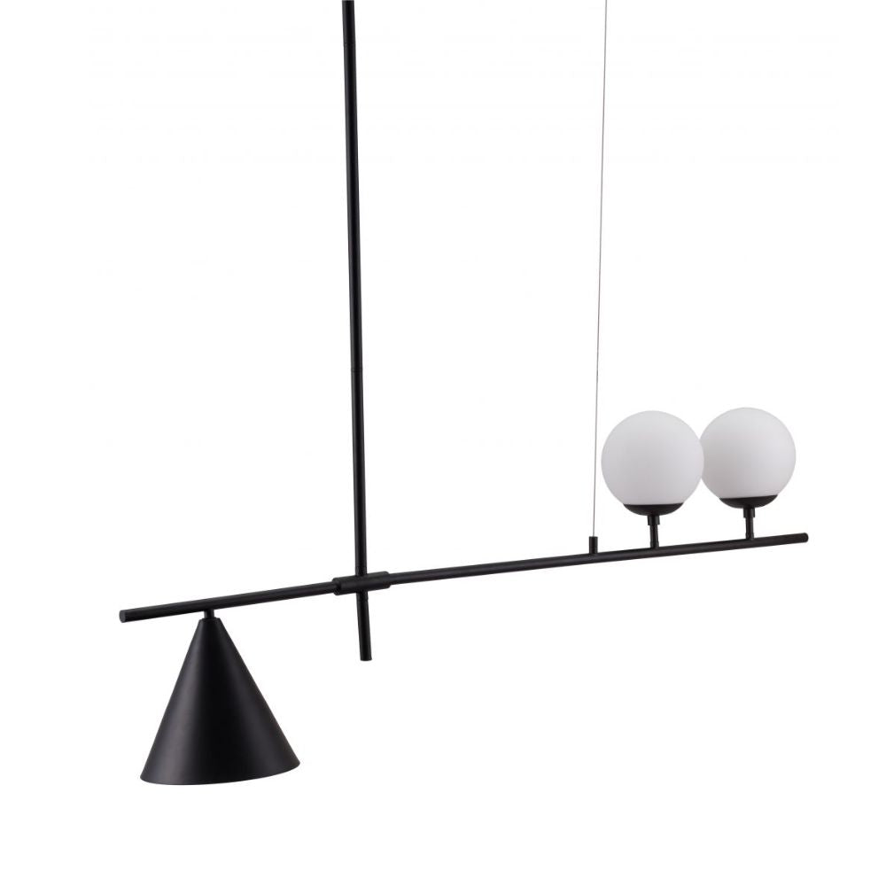 Lámpara de Techo para Comedor | Negro | Acero Vidrio Esmerilado | Interior Cuarto Sala de Espera Habitación Decorativa Hogar Interior Decorativos Lampara Iluminacion Lampara Piso Lampara Moderna Luz Cocina Sala de Estar Dormitorio LÁMPARA NOGAL BEAT RICHIZA