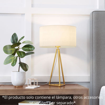 Lámpara de Mesa para Habitación | Oro Latón | Acero Polialgodón | Interior Cuarto Sala de Espera Habitación Decorativa Hogar Interior Decorativos Lampara Iluminacion Lampara Piso Lampara Moderna Luz Cocina Sala de Estar Dormitorio  LÁMPARA NOGAL BEAT SASCHA 