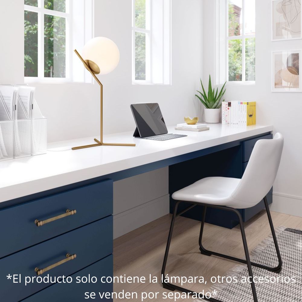 Lámpara de Mesa para Escritorio | Estructura Base Acero | Latón Oro Blanco | Vidrio Esmerilado | Interior Cuarto Sala de Espera Habitación Decorativa Hogar Interior Decorativos Lampara Iluminacion Lampara Piso Lampara Moderna Luz Cocina Sala de Estar Dormitorio LÁMPARA NOGAL BEAT TIROL