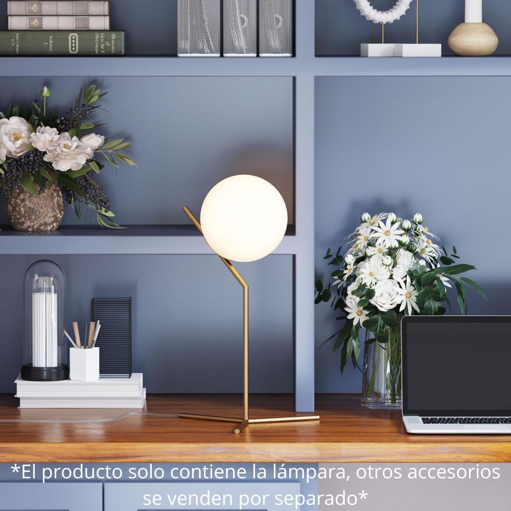 Lámpara de Mesa para Escritorio | Estructura Base Acero | Latón Oro Blanco | Vidrio Esmerilado | Interior Cuarto Sala de Espera Habitación Decorativa Hogar Interior Decorativos Lampara Iluminacion Lampara Piso Lampara Moderna Luz Cocina Sala de Estar Dormitorio LÁMPARA NOGAL BEAT TIROL