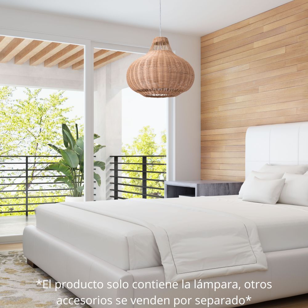 Lámpara de Techo para Sala de Estar | Marrón Natural | Acero Ratán | Interior Cuarto Sala de Espera Habitación Decorativa Hogar Interior Decorativos Lampara Iluminacion Lampara Piso Lampara Moderna Luz Cocina Sala de Estar Dormitorio LÁMPARA NOGAL BEAT VINCENT