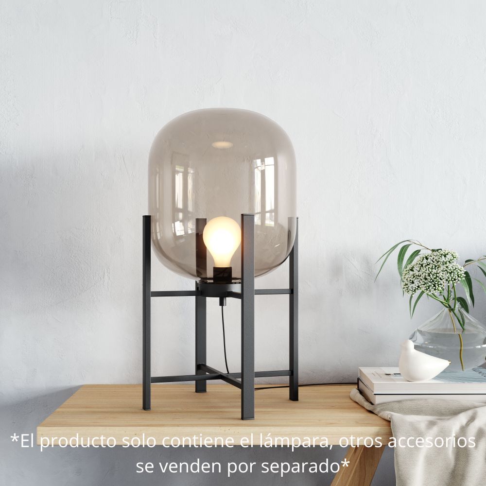 Lámpara de Mesa para Habitación | Negro | Acero Vidrio Tintado | Interior Cuarto Sala de Espera Habitación Decorativa Hogar Interior Decorativos Lampara Iluminacion Lampara Piso Lampara Moderna Luz Cocina Sala de Estar Dormitorio LÁMPARA NOGAL BEAT WONDERWALL