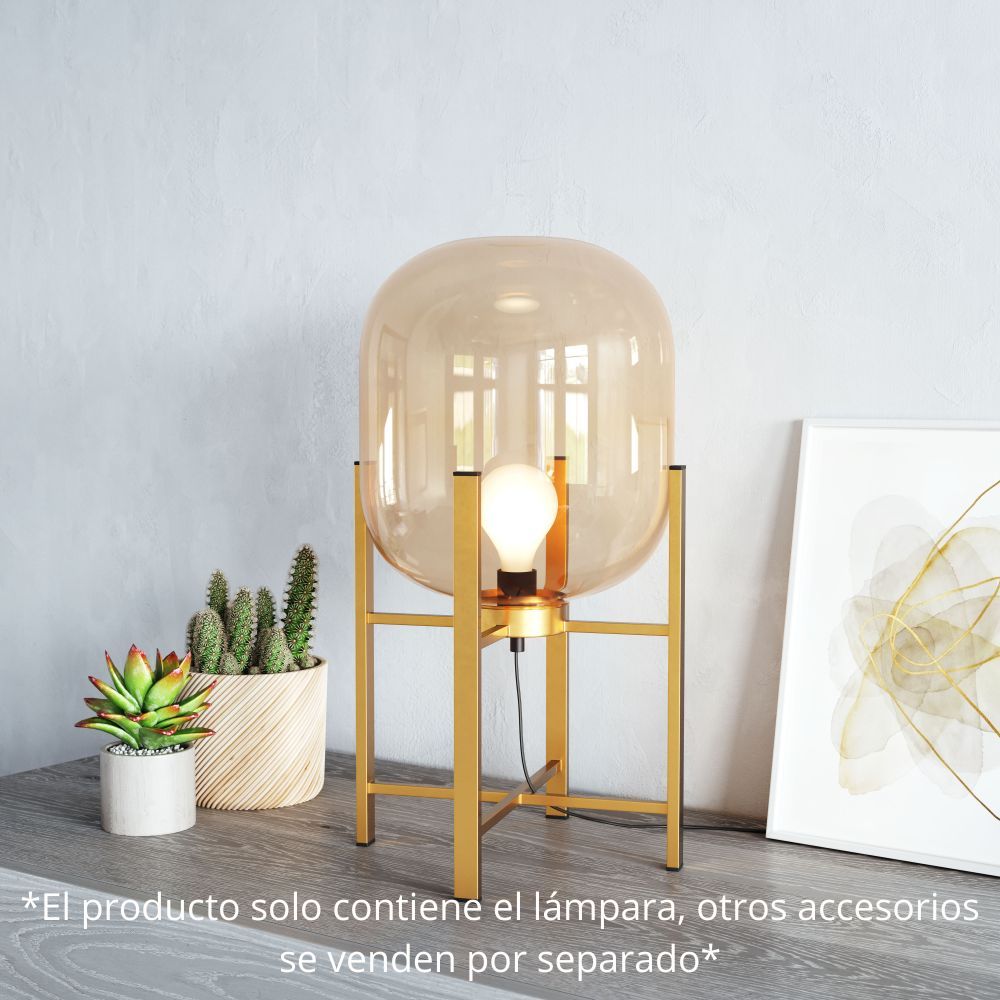 Lámpara de Mesa para Habitación | Oro | Acero Vidrio Tintado | Interior Cuarto Sala de Espera Habitación Decorativa Hogar Interior Decorativos Lampara Iluminacion Lampara Piso Lampara Moderna Luz Cocina Sala de Estar Dormitorio  LÁMPARA NOGAL BEAT WONDERWALL